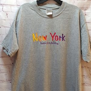 New York colorful embroidered landmark t shirt large unisex